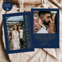 Verheiratetes Weihnachts-Foto Newlyweds Navy Blue