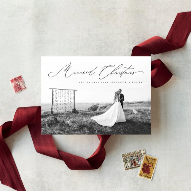 Verheiratetes Weihnachts-Kalligraphieskript neu Feiertagskarte (Von Creator hochgeladen)