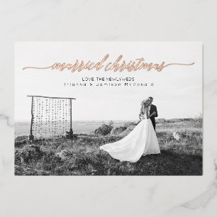 Verheiratetes Weihnachts-Neuvermähltes Foto Folien Feiertagskarte