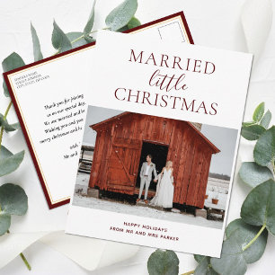 Verheiratetes Weihnachts-Rote Schrift Modernes Fot Feiertagspostkarte