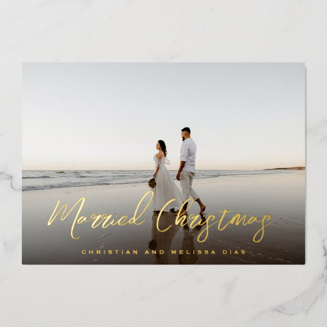Verheiratetes Weihnachts-Weihnachtsschreiben Weihn Folien Feiertagskarte (Vorderseite)
