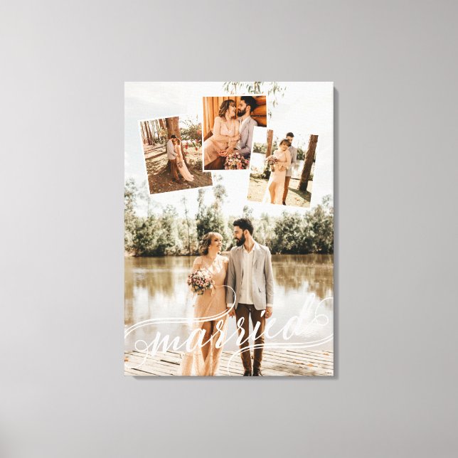 Verheiratetes Wirbles Skriptaufsatz-FotoCollage Leinwanddruck (Vorderseite)