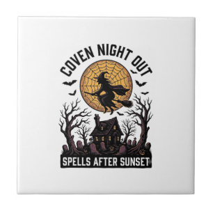 Verhexte Koven-Shirt Vintage Hexenhaus Halloween Fliese