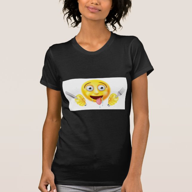 Verhungernder hungriger Emoticon Emoji T-Shirt (Vorderseite)