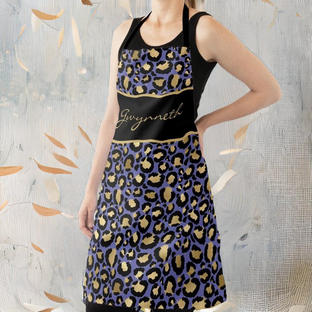 Veri Peri Lila Black Leopard-Druck mit Namen Schürze (Von Creator hochgeladen)
