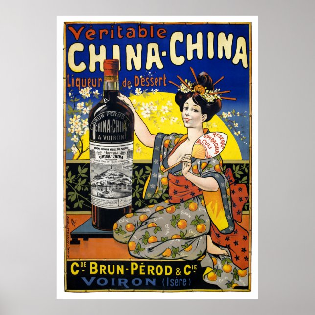 Veritable China Liköre Frankreich Vintage Poster (Vorne)