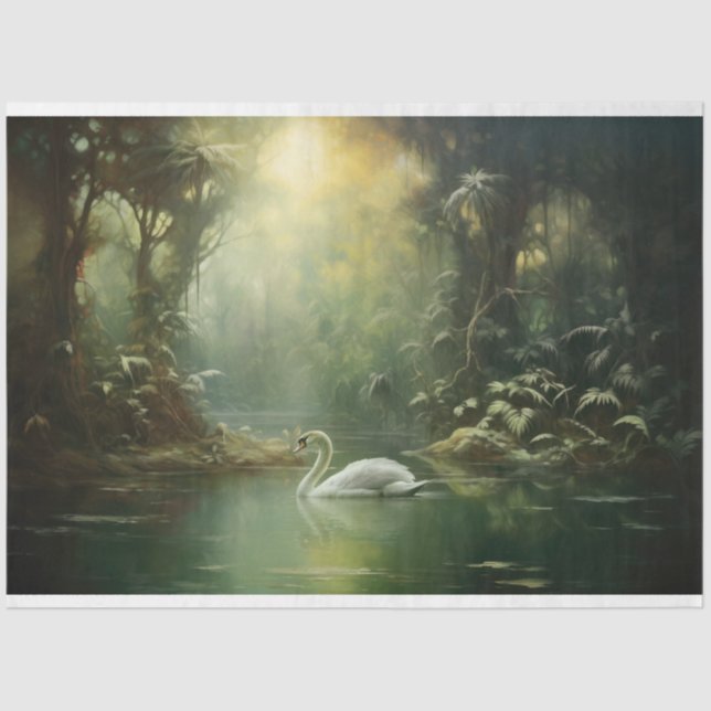 Verjüngung zwei Schwäne im Wasserentzug Seidenpapier (Vorderseite)