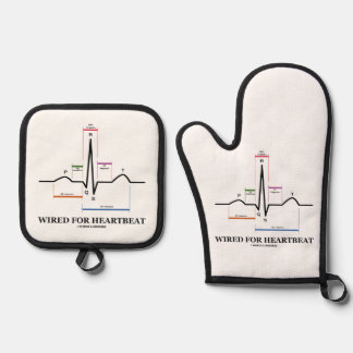 verkabelt für Heartbeat ECG/EKG Sinus Rhythmus Ofenhandschuh & Topflappen-Set