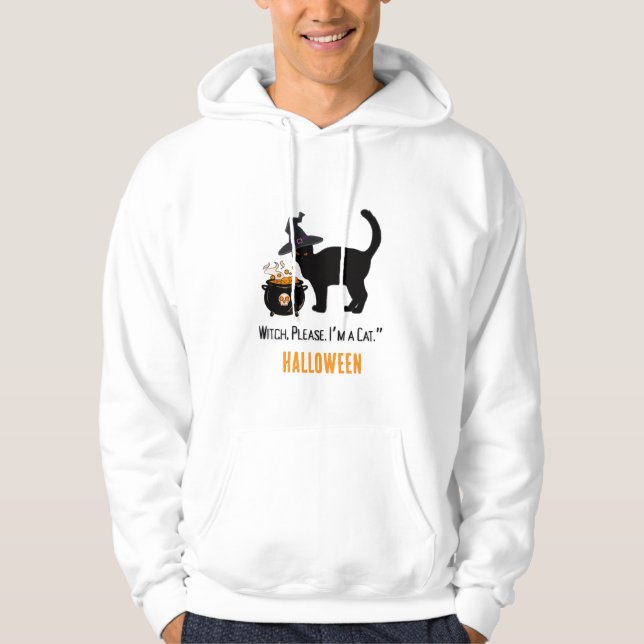 verkabelte Katze mit Hexenhut in halloween bearbei Hoodie (Vorderseite)
