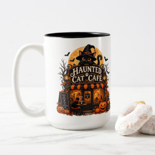 Verkatztes Café Schwarze Katze Halloween Vintage S Zweifarbige Tasse