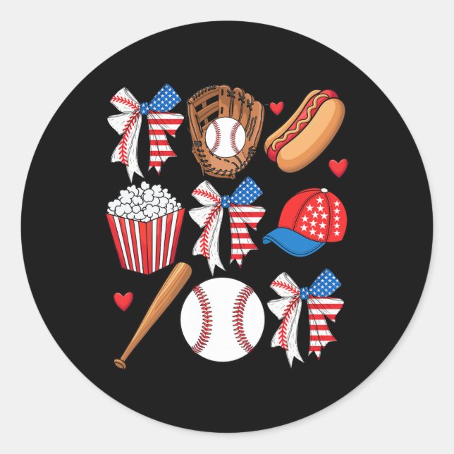 Verkauf 4. Juli Coquette Bow Frauen Mädchen verkau Runder Aufkleber (Vorderseite)