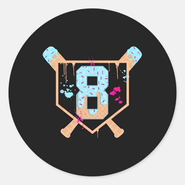 Verkauf 8 Jahre alt Eis Creme Tropfen 8. Geburtsta Runder Aufkleber (Vorderseite)