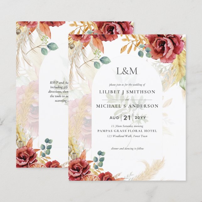 VERKAUF! Boho Burgundy Gold Floral Country Stallfa (Vorne/Hinten)