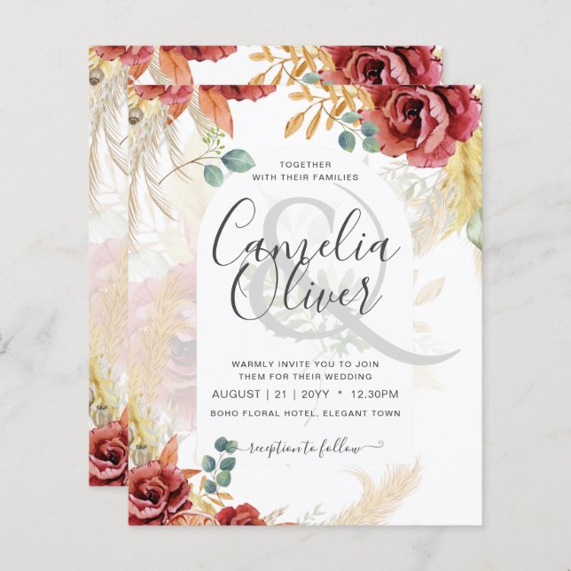 VERKAUF! Boho Burgundy Gold Floral Country Stallfa (Vorne/Hinten)