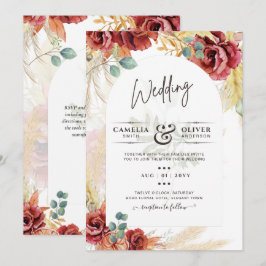 VERKAUF! Boho Burgundy Gold Floral Country Stallfa Einladung