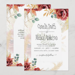 VERKAUF! Boho Burgundy Gold Floral Country Stallfa Einladung