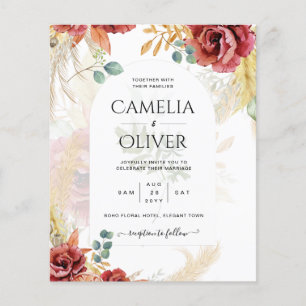 VERKAUF! Boho Burgundy Gold Floral Country Stallfa Flyer