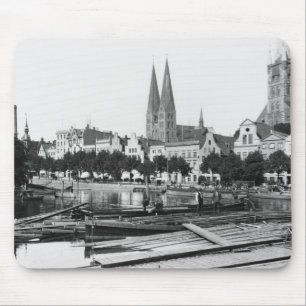 Verkauf des Holzes auf dem Fluss Trave, Lübeck, Mousepad