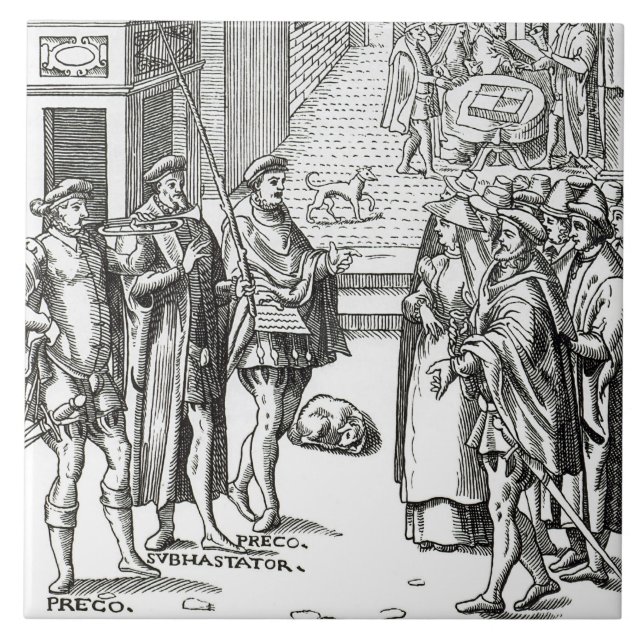 Verkauf durch Stadtausrufer, nach einem Fliese (Vorderseite)