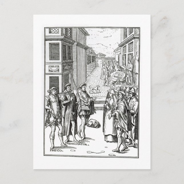 Verkauf durch Stadtausrufer, nach einem Postkarte (Vorderseite)