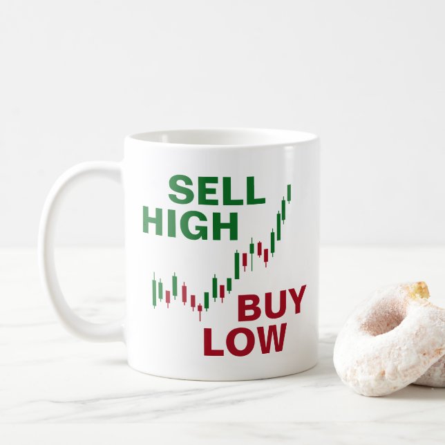 Verkauf hoch / Kauf von Low Stock Trader Kaffeetasse (Mit Donut)