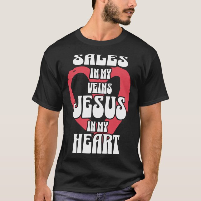 Verkauf in meinen Adern Jesus in meinem Herzen T-Shirt (Vorderseite)