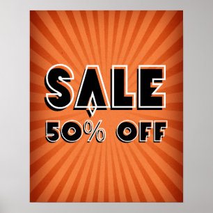 Verkauf, Retro 50% Rabatt Verkauf, Boutique Verkau Poster