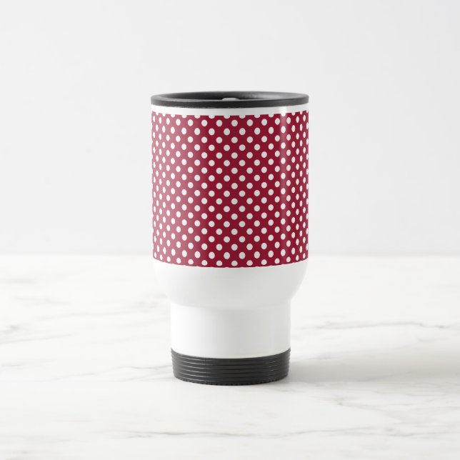 VERKAUF - tiefrote Polka-Punkt-Retro Reise-Tasse Reisebecher (Mittel)