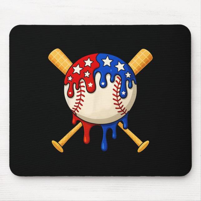 Verkauf Tropf Eiscreme 4. Juli USA-Flagge  Mousepad (Vorne)