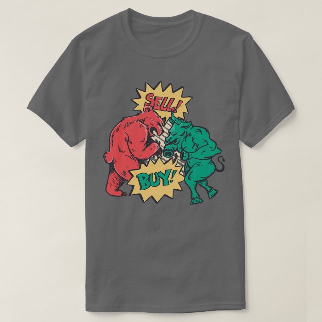 Verkauf und Kauf bullischer Bärenhändler Aktien ka T-Shirt (Design vorne)