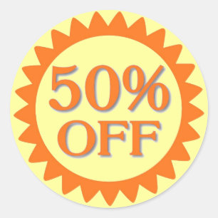 Verkauf von 50 % gelben orangefarbenen Umklebern Runder Aufkleber
