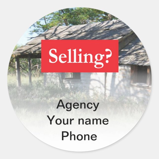 Verkauf von echtem Anwesen fördern Sie selbst Runder Aufkleber (Vorderseite)