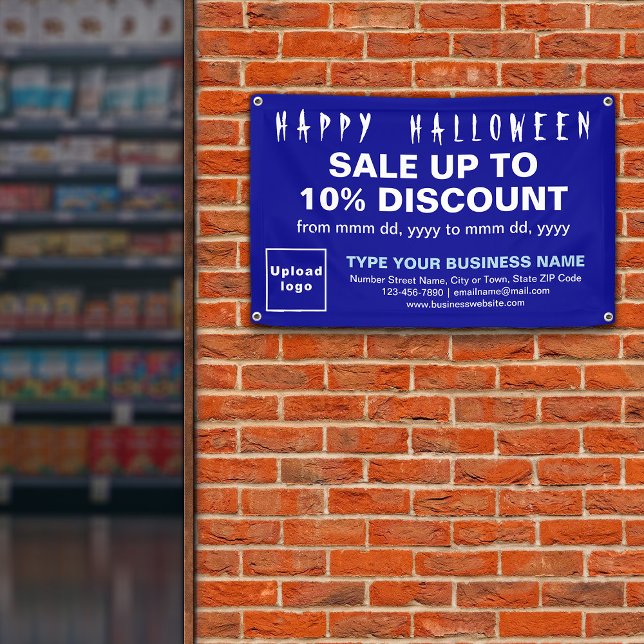 Verkauf von Halloween auf Blue Rectangle Banner (Attract more customers this holiday. Business Halloween sale on blue rectangle banner.)