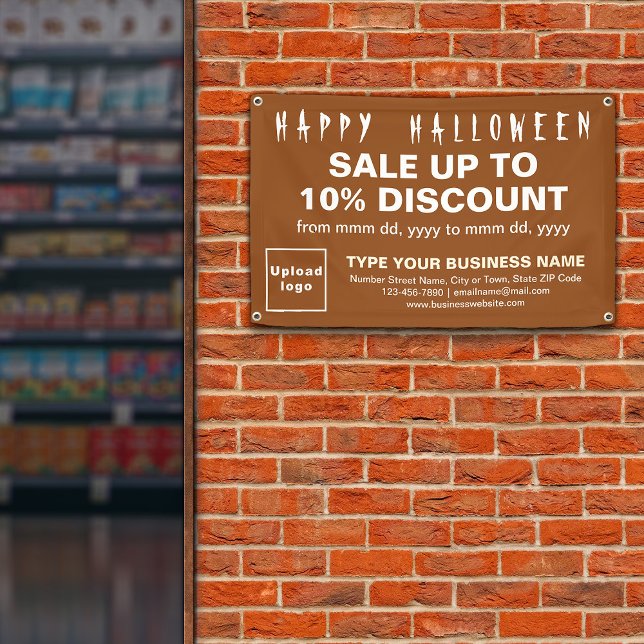 Verkauf von Halloween auf dem Brawn Rectangle Bann Banner (Attract more customers this holiday. Business Halloween sale on brown rectangle banner.)