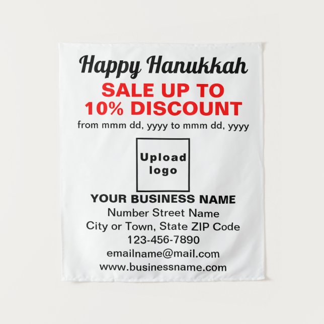 Verkauf von Hanukkah auf weißem Band Wandteppich (Vorderseite)