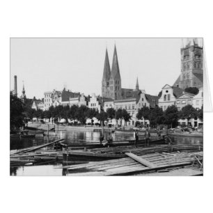 Verkauf von Holz an der Trave, Lubeck, c.1910