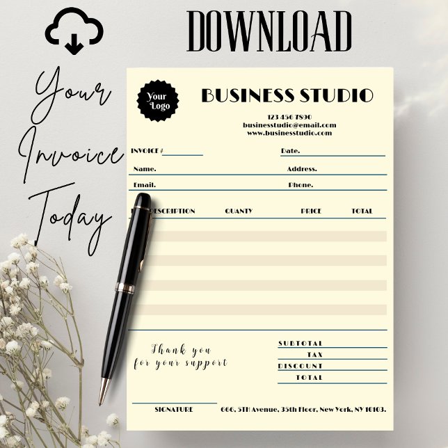 Verkauf von Rechnungen aus cremefarbenem Marmor an Karte (Cream Marble Invoice Sales Receipt Small Business, Digital file, minimalist, add logo)