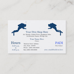 Verkauf von Tauchausrüstung, Vermietung Visitenkarte