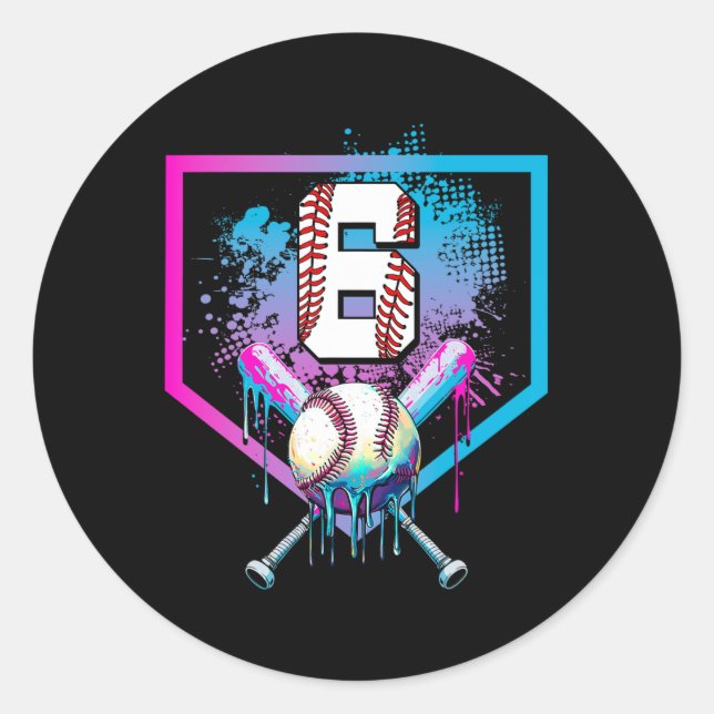 Verkauf von Tropfen 6th Birthday Zuhause Plate Boy Runder Aufkleber (Vorderseite)