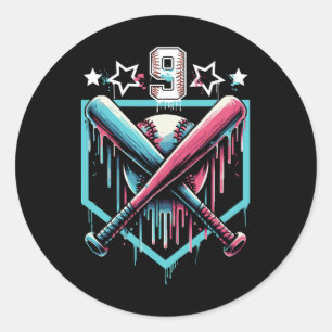 Verkauf von Tropfen 9. Geburtstag Jungen Nummer 9  Runder Aufkleber