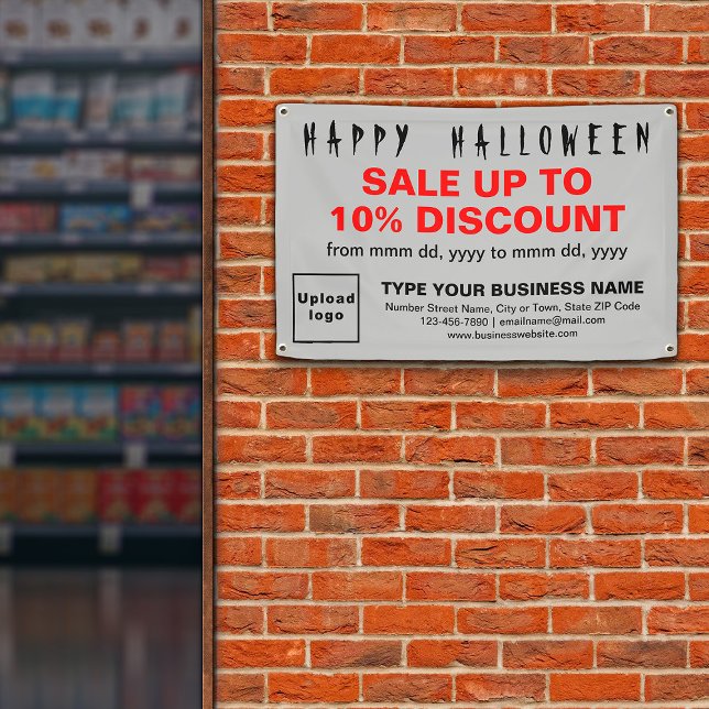 Verkauf von Werbebannern mit grauem Rechteck Banner (Attract more customers this holiday. Business Halloween sale on gray rectangle banner.)