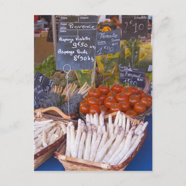 Verkaufsstand auf dem Markt für Straßenhändler mit Postkarte (Vorderseite)