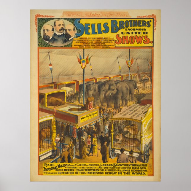 Verkauft Brüder Zoological Marvels Circus Poster (Vorne)