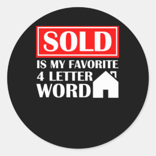 Verkauft ist mein Lieblings-Letter Word Realtor Runder Aufkleber