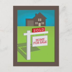 verkauft! Wir haben ein Haus gekauft! Postkarte