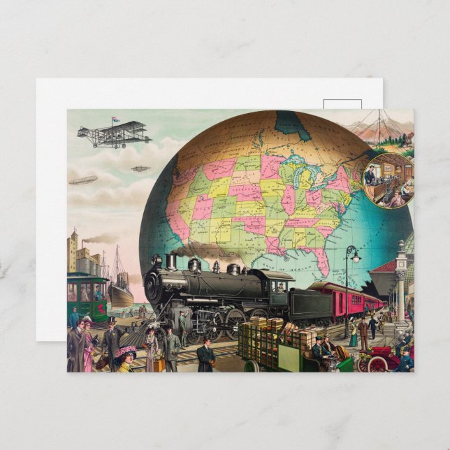 Verkehr des 20. Jahrhunderts, Vintag 1910 Postkarte (Vorne/Hinten)