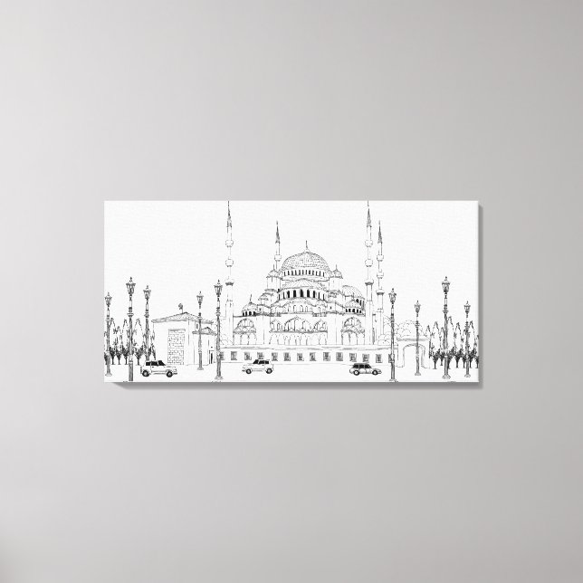 Verkehr mit Moschee Leinwanddruck (Vorderseite)