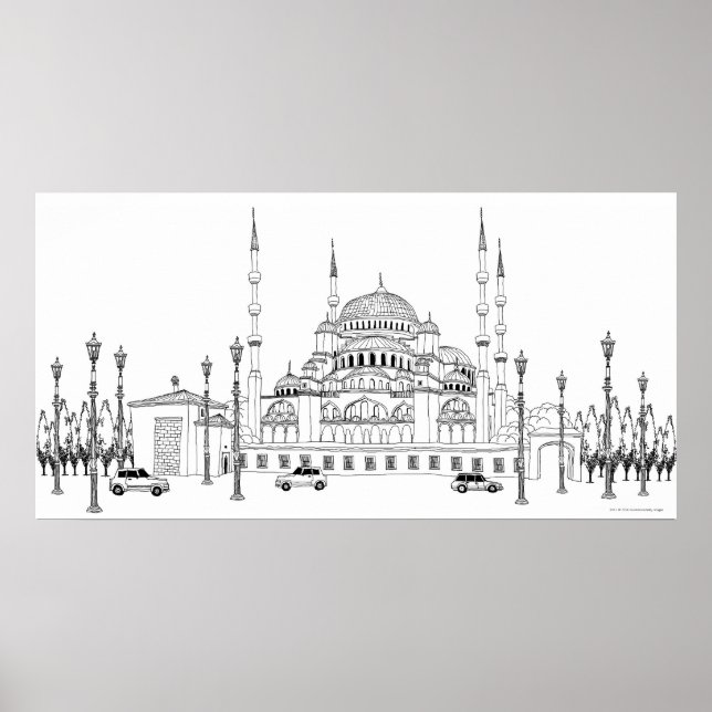 Verkehr mit Moschee Poster (Vorne)