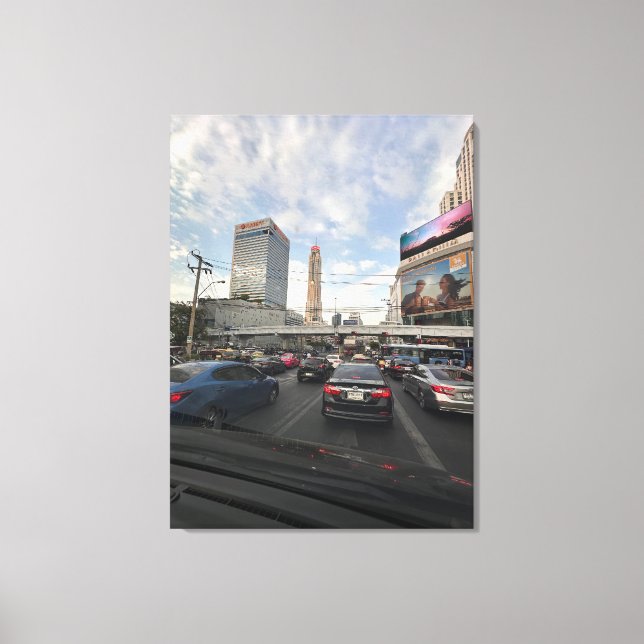 Verkehrs-Leben in der Fotografie-Leinwand von Bang Leinwanddruck (Vorderseite)