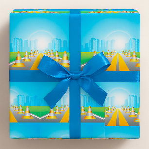 Verkehrskegel, die zu einer Stadt führen, Geschenk Geschenkpapier